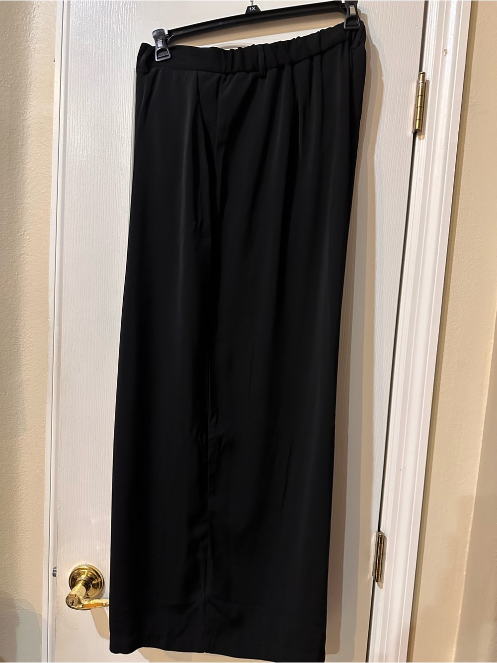 Women's Black Wide-Leg Elastic-Waist Pants